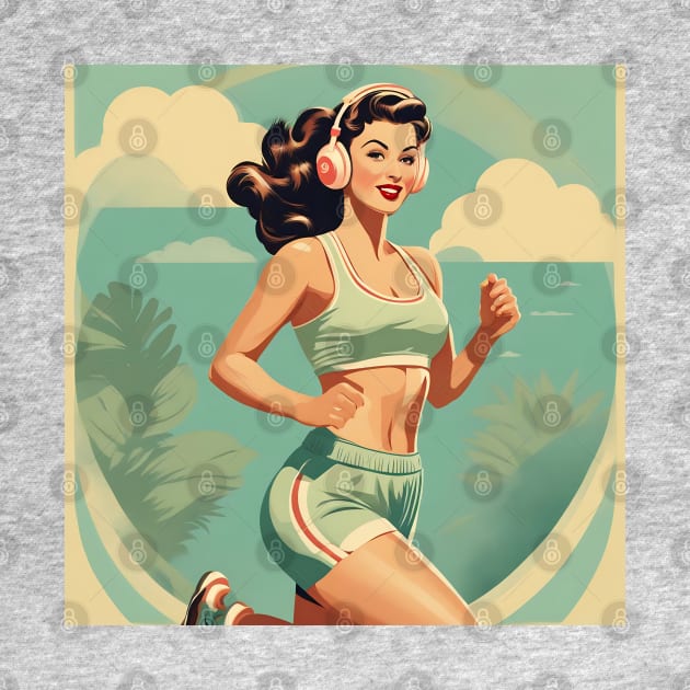 Jogging Beauty Vintage Fitness Lifestyle Pin Up Pace by di-age7